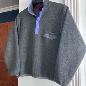 Patagonia Gray Fleece with Red and Purple Accents